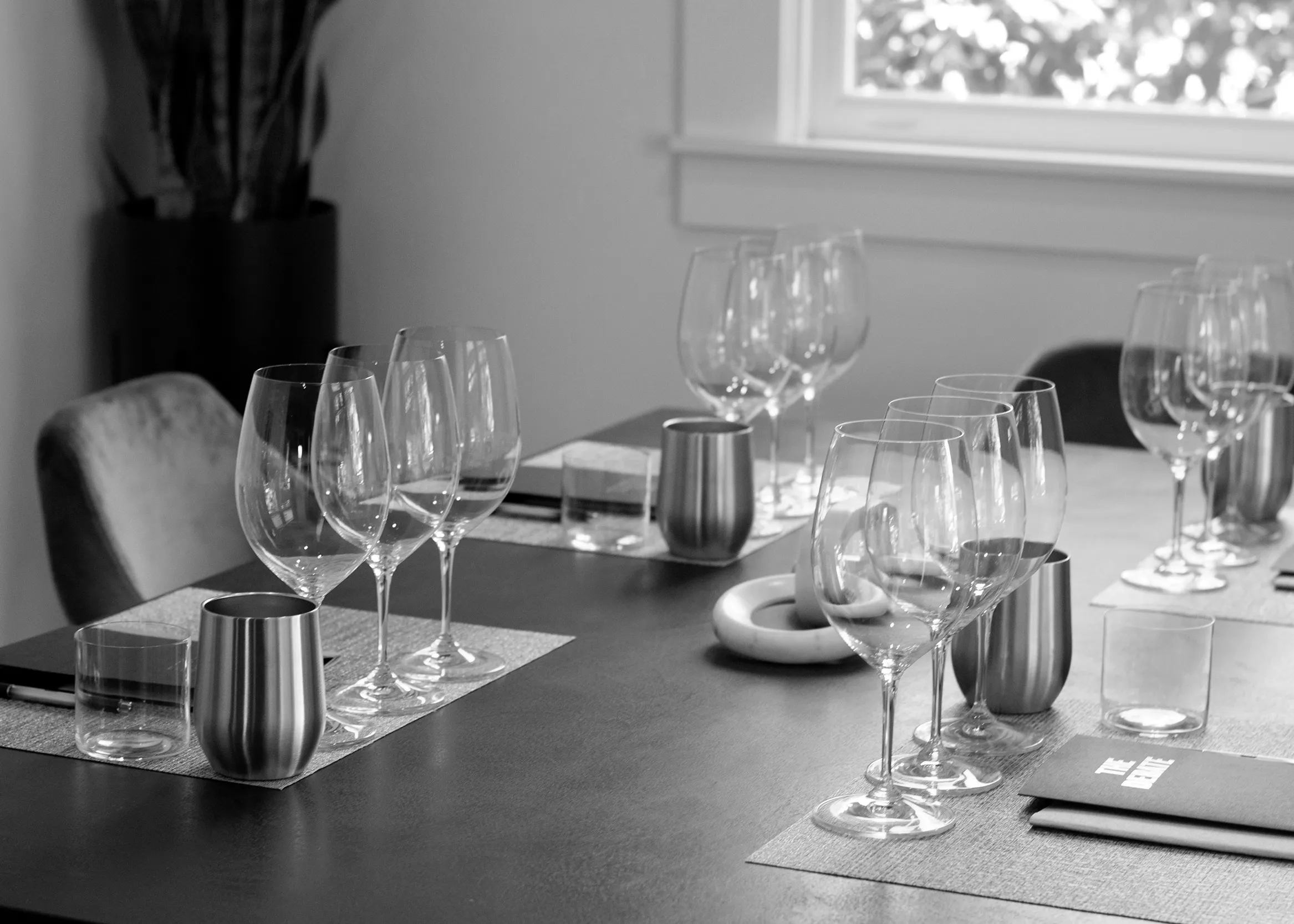 Wine glasses on a table